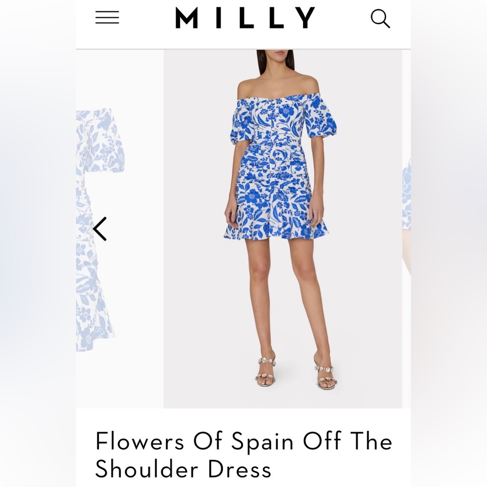 MILLY off the shoulder blue and white dress SIZE 0